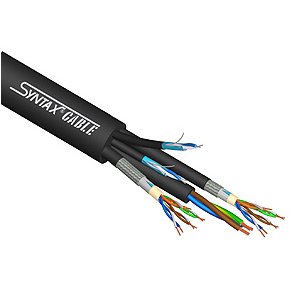 Syntax Hybrid kabel Power 3 x 1,5mm2 + 2xCAT5e + 2 DMX, 1m<br />Udv. �=19,6 mm