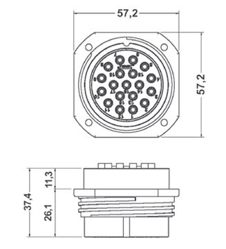 Syntax speakerstik 16-pol chassis hun, IP67