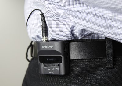 Tascam DR-10L recorder med lavalier mikrofon, sort
