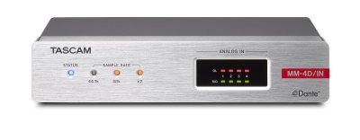 Tascam MM-4D IN Analog Dante converter 4 kanaler, Euroblock