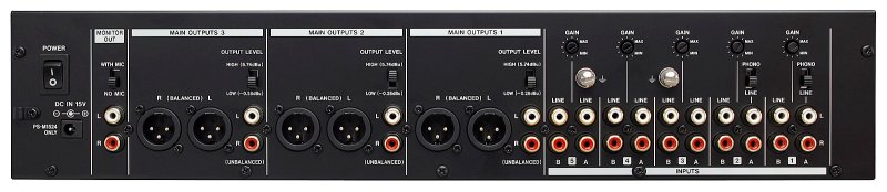 Tascam MZ-223 installationsmixer 3 zoner 2 mic/5 line input