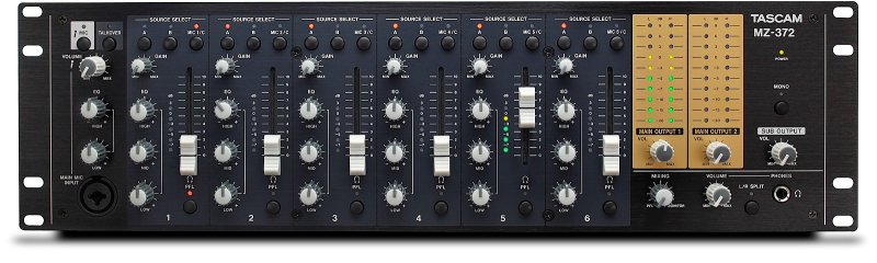Tascam MZ-372 installationsmixer 2 zoner 7 mic/line input