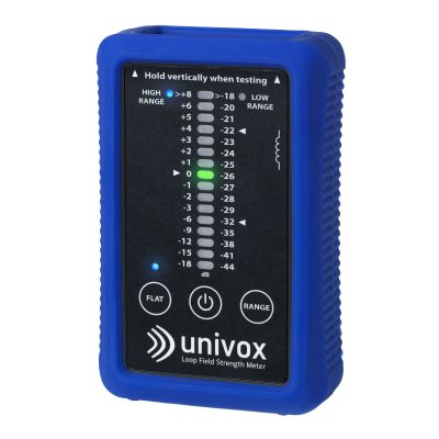 Univox digital feltstyrker m�ler til teleslynge i kuffert med hovedtelefoner