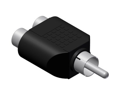 Y adapter 2 x RCA hona > 1 x RCA hane