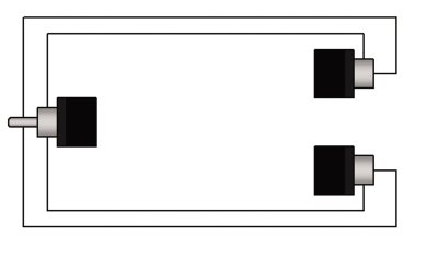 Y adapter 2 x RCA hona > 1 x RCA hane