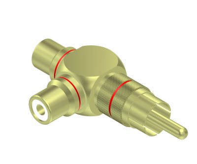 Adapter RCA han > 2 x RCA hun vinkel par