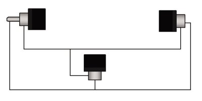 Adapter RCA han > 2 x RCA hun vinkel par