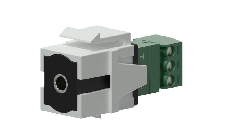 Keystone adapter 3,5 mm minijack til 3-pin tb, Hvid