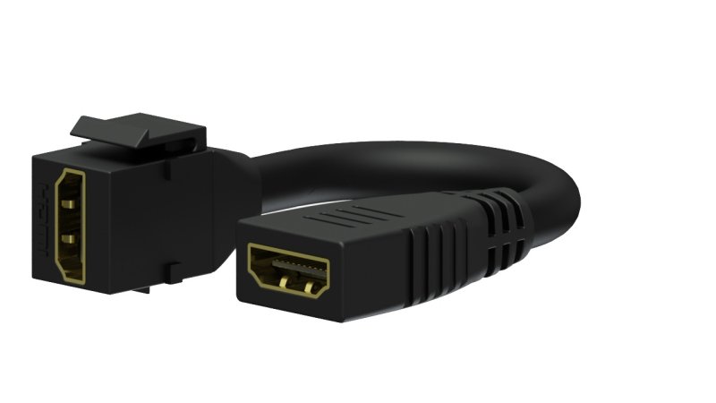 Keystone adapter m/kabel HDMI a til HDMI a, Sort