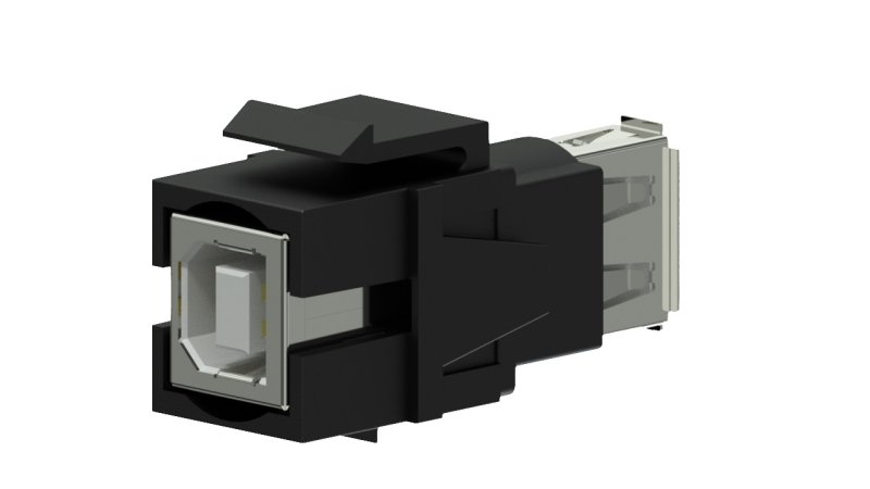 Keystone adapter usb 2.0a til usb 2.0b, Sort