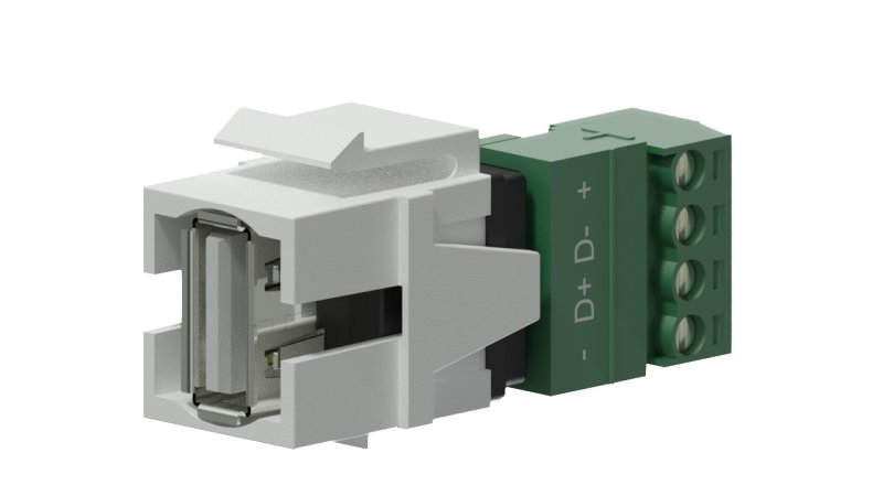 Keystone adapter usb 2.0a til 4-pin tb, Hvid