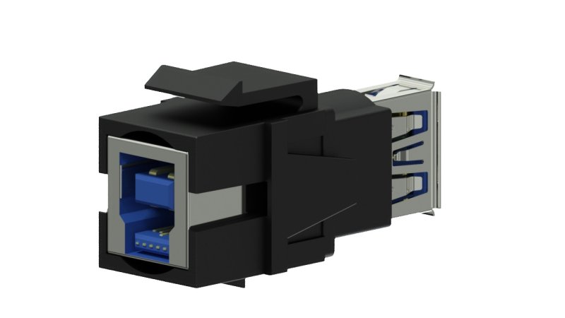 Keystone adapter usb 3.0a til usb 3.0 b, Sort