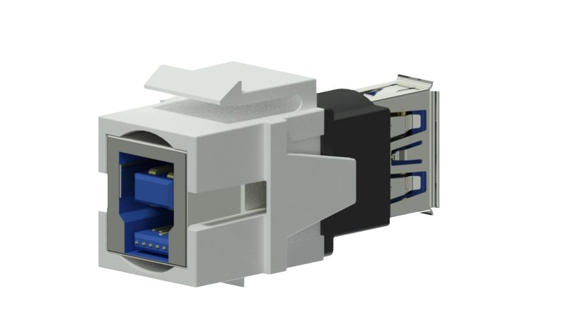 Keystone adapter usb 3.0a til usb 3.0 b, Hvid